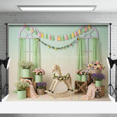Lofaris Fresh Boho Trojan Floral Curtain Cake Smash Backdrop